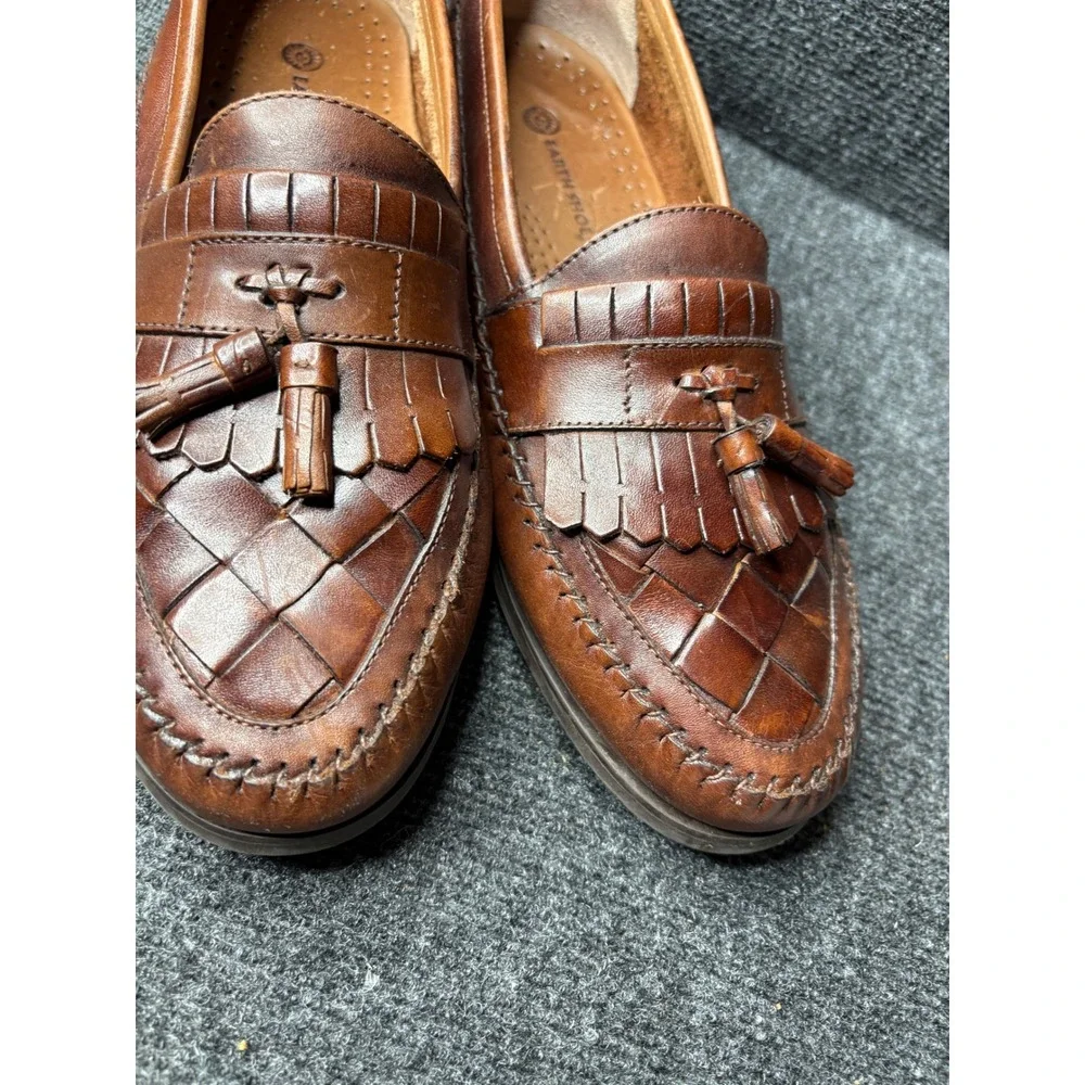 Earth Shoe Dale II Mens 12 D Brown Leather Woven Tassel Kiltie Loafers Brazil